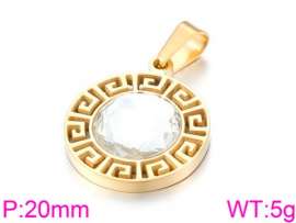 Stainless Steel Stone & Crystal Pendant