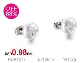 Round Shell Pearl Earrings for Women